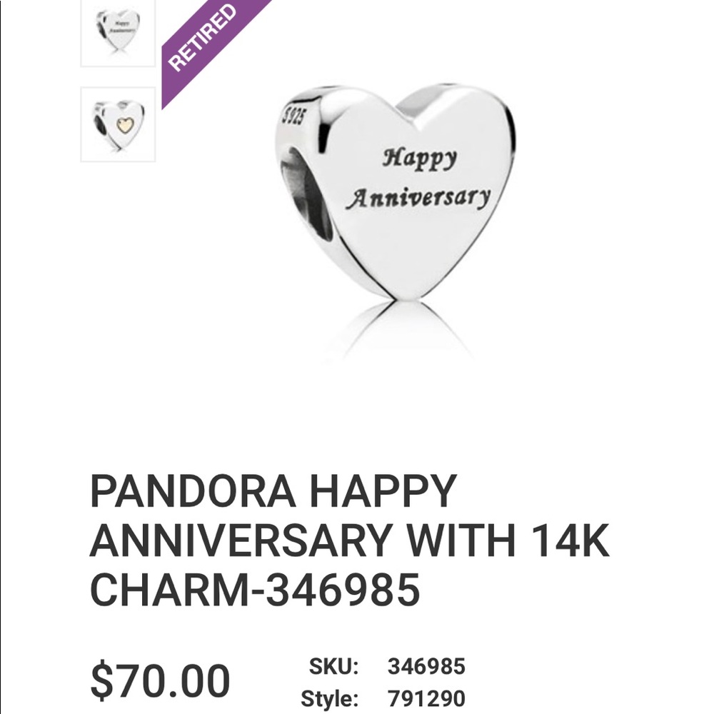 Rare Retired Pandora anniversary charm